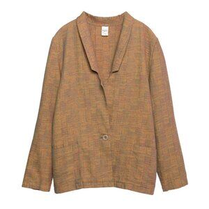 KAIJUSKA (Finland) Vintage Hopsack Weave Angled Shawl Kimono Jacket Citrine : M
